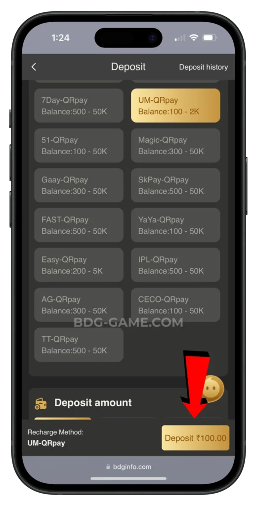 bdg-game-deposit-page